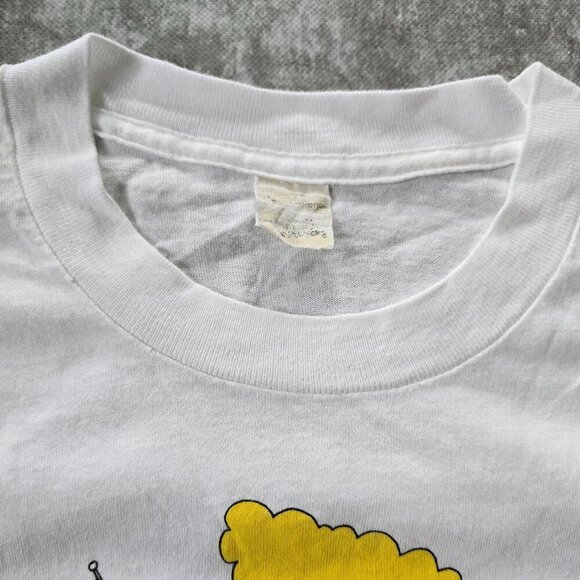 vintage 80's | graphic print white single stitch retro t-shirt | WMS M - Picture 2 of 8